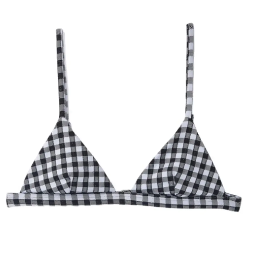 Mara Hoffman Gingham Astrid Triangle Bikini Top - Black/White Size XL